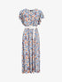 Robe longue empire à manches volantées imprimé aquarelle florale - Bleu/beige - 1