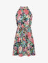 Robe cintrée imprimé grandes fleurs à col américain - Noir - 5