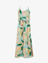 Robe longue imprimé feuilles tropicales à bretelles en cordelettes - Vert anis - 4