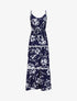 Robe longue patineuse imprimé fleurs contrastantes - Bleu - 5