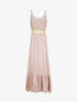 Robe longue à col à détail tulle - Rose - 1
