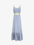 Robe longue à col à détail tulle - Bleu - 6