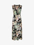 Robe longue en coton imprimé fleurs tropicales - Noir - 4