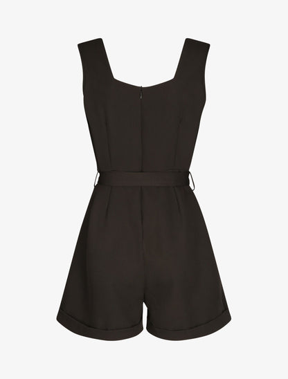 Combishort à boutons stylisés - Noir - 2