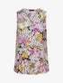 Top imprimé à col V zippé - Rose - 1