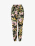 Pantalon fluide imprimé fleurs tropicales à bords élastiqués - Noir - 4