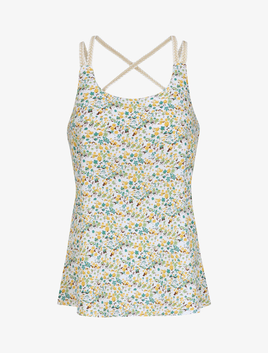 Débardeur carré à imprimé pivoines - Vert - 1