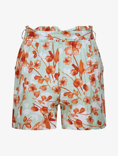 Short fluide motifs pétales de roses - Vert amande - 2