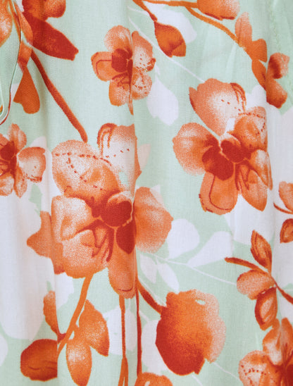 Short fluide motifs pétales de roses - Vert amande - 4