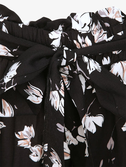 Short fluide imprimé tulipes - Noir - 3