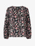 Top ample fleuri à col V - Noir - 5