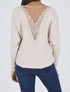 Pull à dos en dentelle - Beige - 1