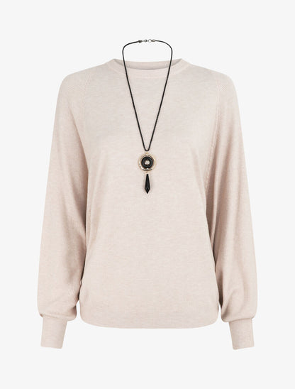 Pull ample à manches côtelés - Beige - 5