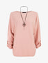 Pull ample à poignets boutonnés - Rose - 1