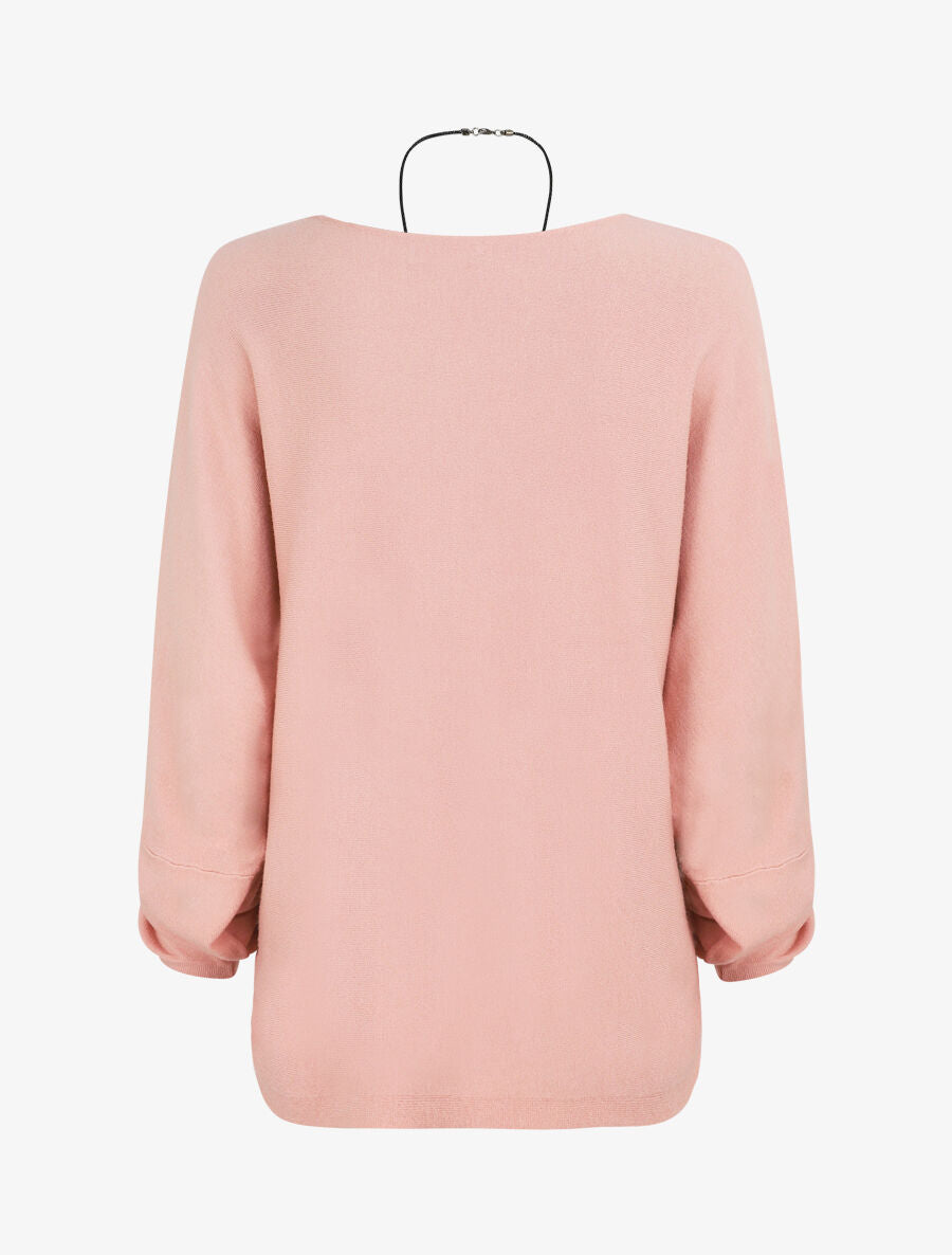 Pull ample à poignets boutonnés - Rose - 2