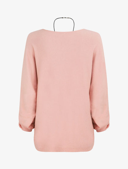 Pull ample à poignets boutonnés - Rose - 2
