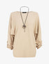 Pull ample à poignets boutonnés - Beige - 5