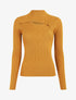 Pull col montant et décolleté ajouré - Moutarde - 5
