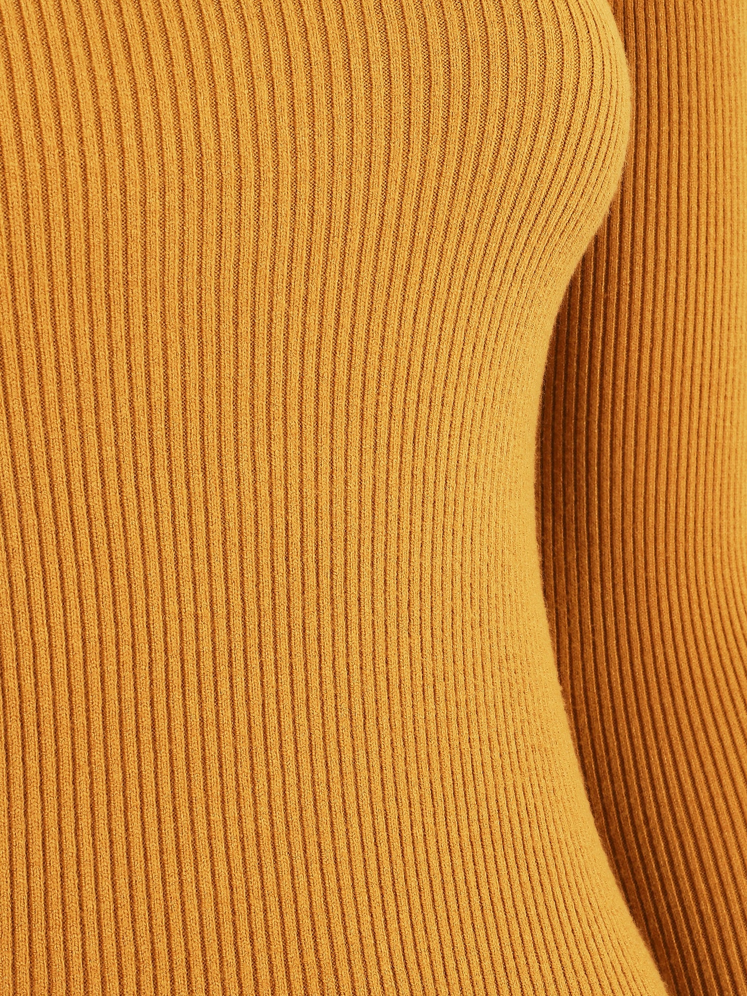 Pull col montant et décolleté ajouré - Moutarde - 3
