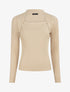 Pull côtelé col carré - Beige - 1
