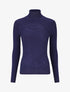Pull col montant et decolleté ajouré - Marine - 1