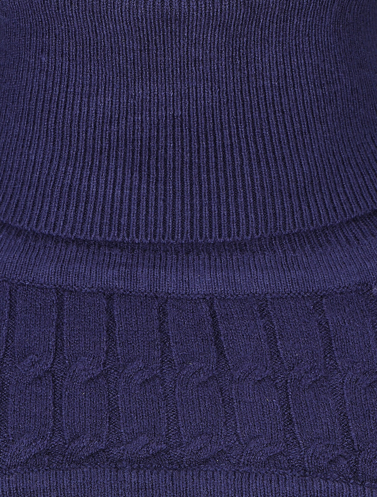 Pull col montant et decolleté ajouré - Marine - 3