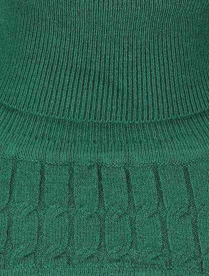 Pull col montant et decolleté ajouré - Vert - 3