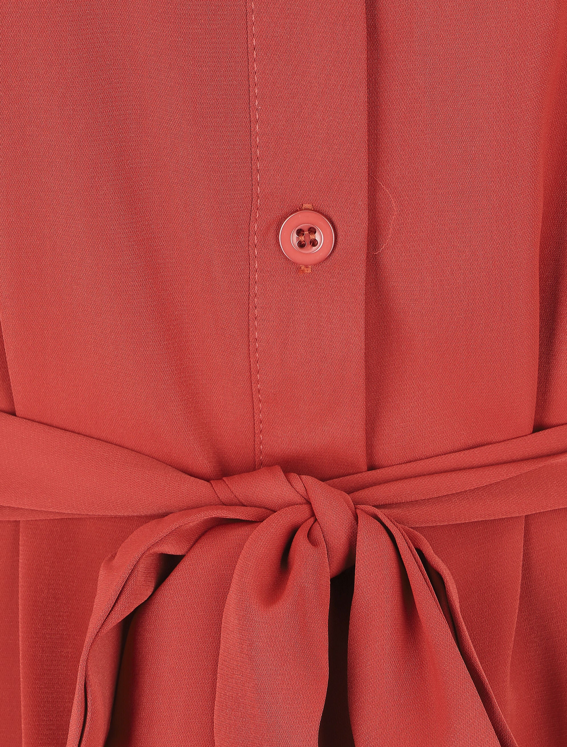 Robe chemise unie coupe droite - Brique - 3