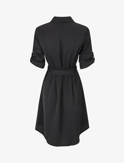 Robe chemise unie coupe droite - Noir - 2