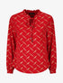 Blouse col V à imprimé dorés - Rouge - 1