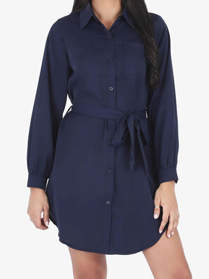 Chemise oversize ceinturée - Marine - 4