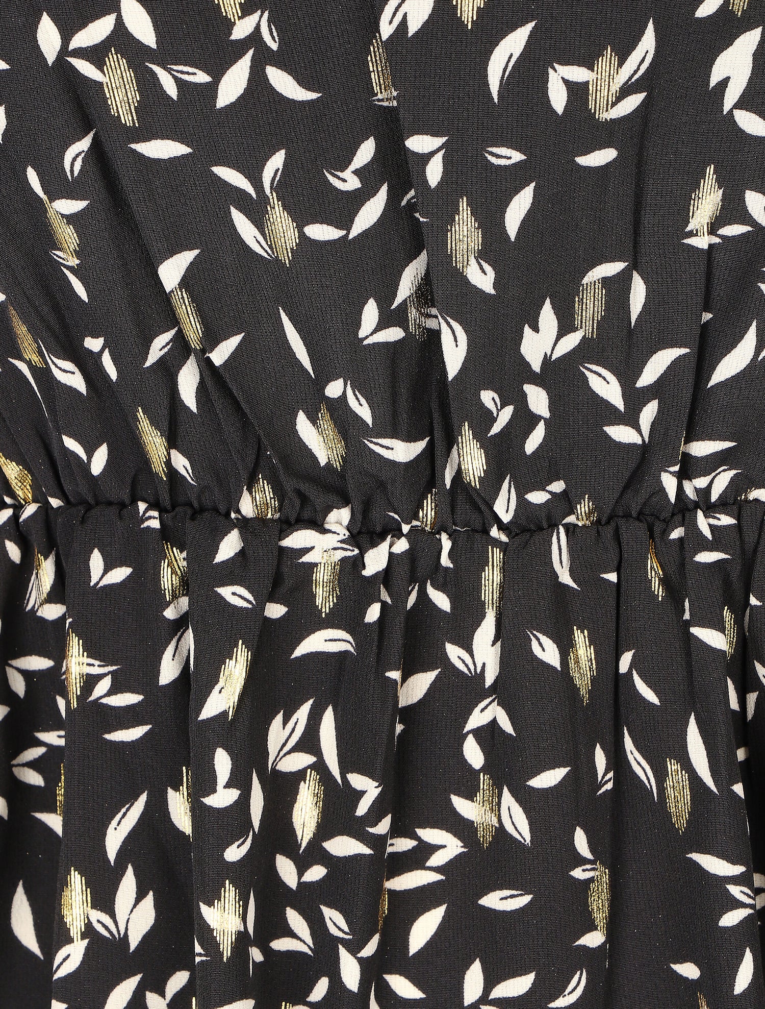 Robe évasée imprimé feuilles irisées - Noir - 3