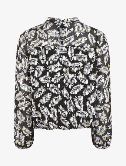 Top fluide irisé imprimé feuilles de palmier - Noir - 2
