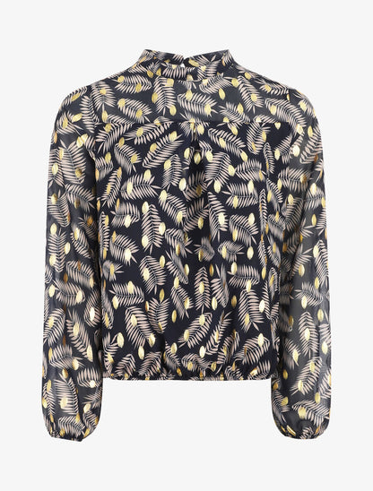 Top fluide irisé imprimé feuilles de palmier - Marine - 5