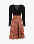 Robe évasée bi-matière imprimé cachemire - Bordeaux - 4
