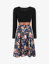 Robe bicolore à imprimé floral - Marine - 4