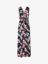 Robe longue à imprimé fleurs - Marine - 1
