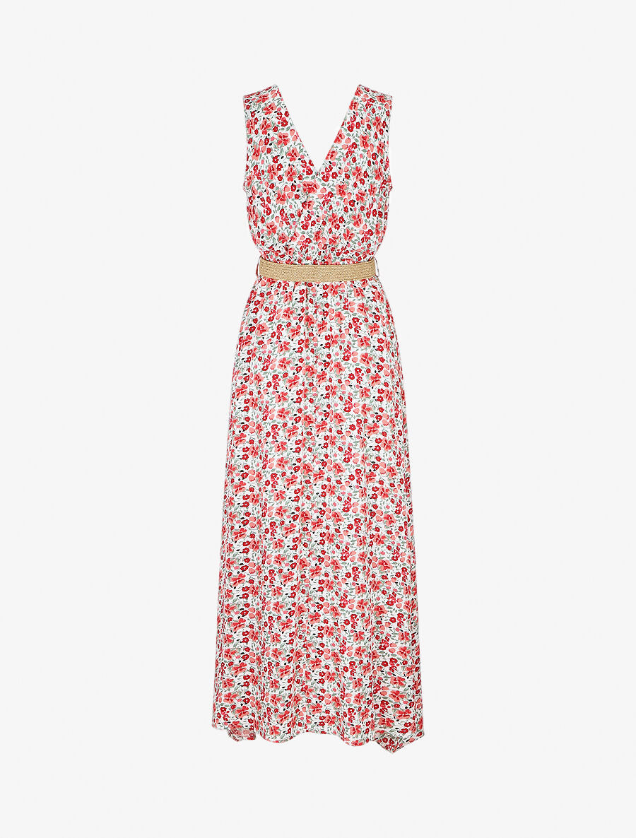 Robe longue à imprimé petites fleurs - Blanc - 2
