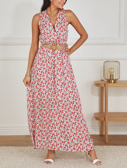 Robe longue à imprimé petites fleurs - Blanc - 4