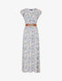 Robe longue imprimé fleuri à manches volantées - Beige - 5