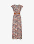 Robe longue imprimé fleuri à manches volantées - Marine - 1
