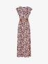 Robe longue imprimé fleuri à manches volantées - Noir - 1