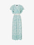 Robe longue élastiquée imprimé floral - Vert - 1