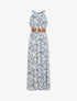 Robe longue empire à taille élastiquée - Bleu - 1
