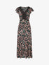 Robe longue élastiquée imprimé fleuri et broderies - Noir - 4