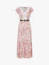 Robe longue élastiquée imprimé fleuri et broderies - Blanc - 1