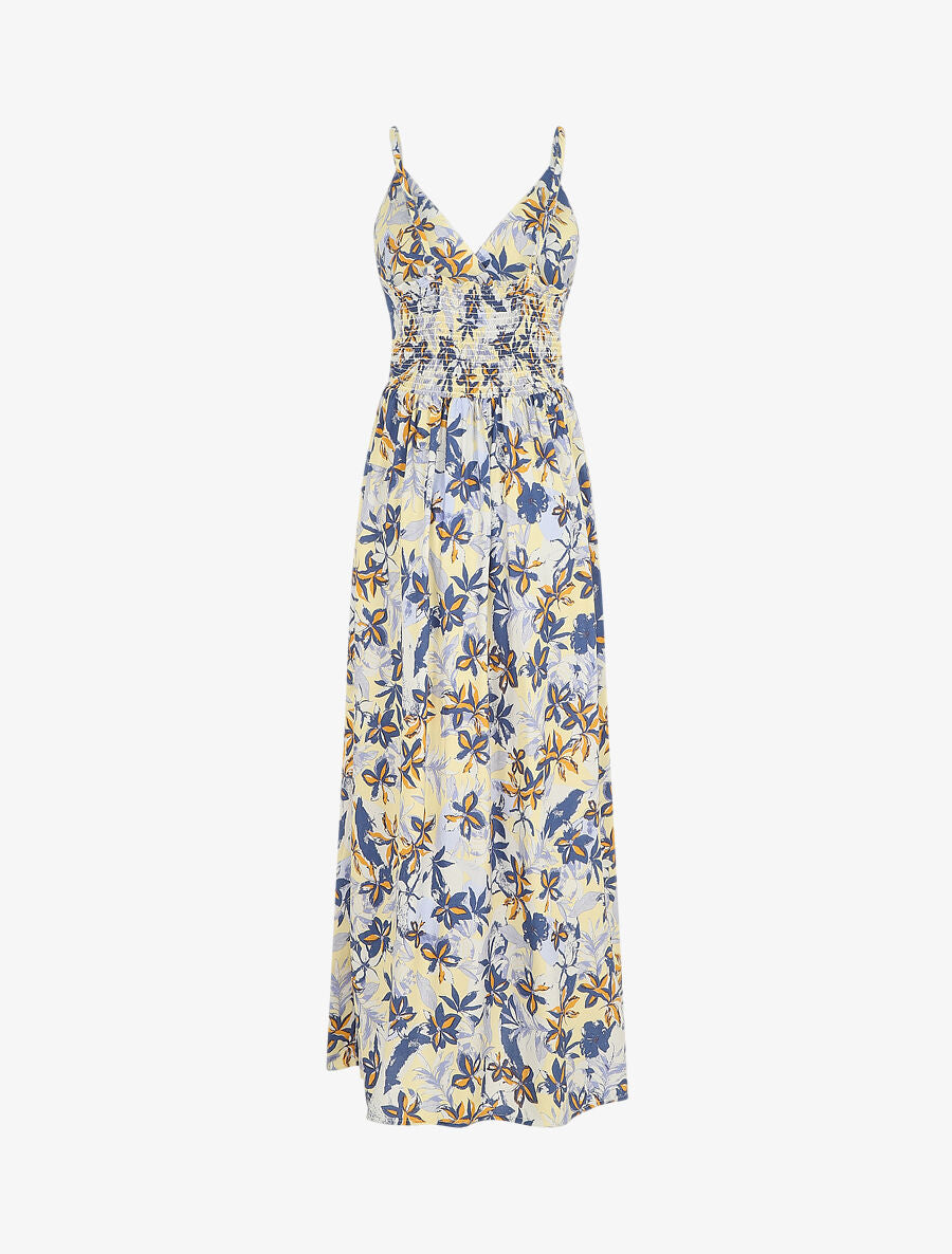 Robe longue empire à imprimé fleurs - Bleu - 2