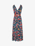 Robe imprimé fleuri à col en V - Bleu canard - 1