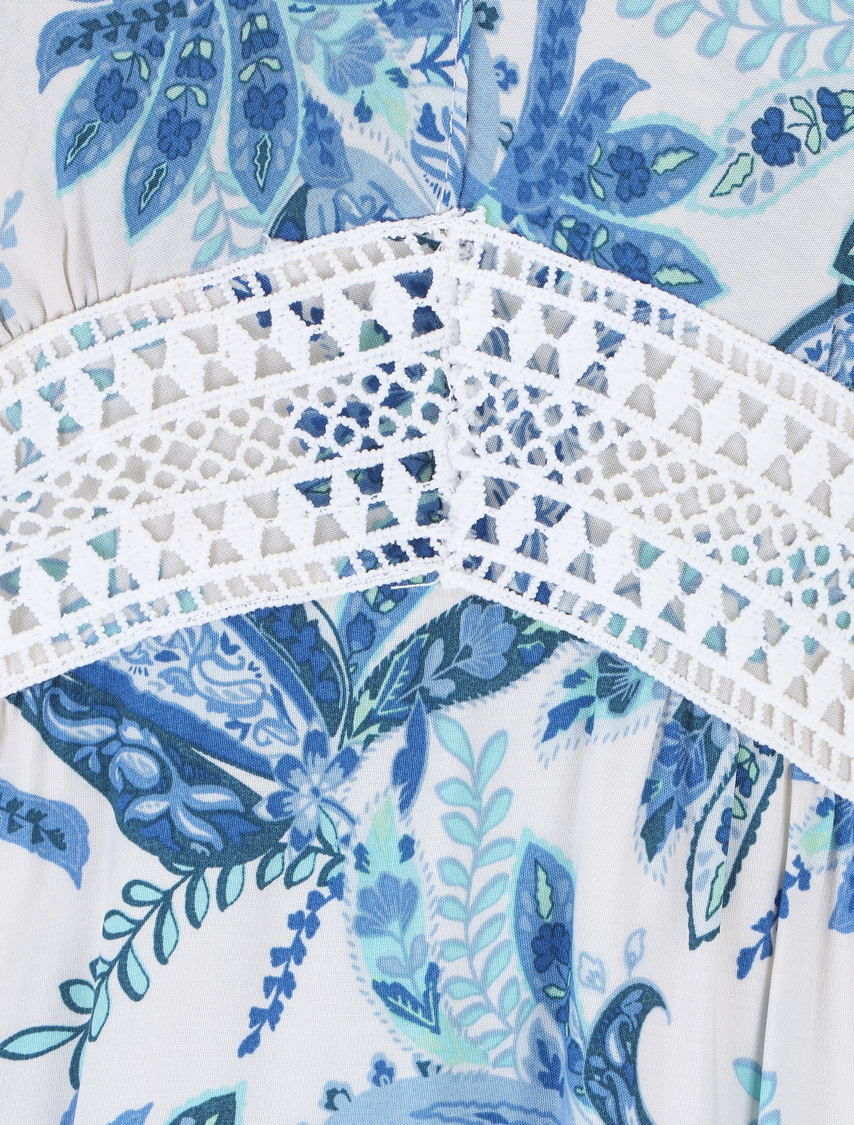Robe imprimé foulard à base volantée - Bleu - 3