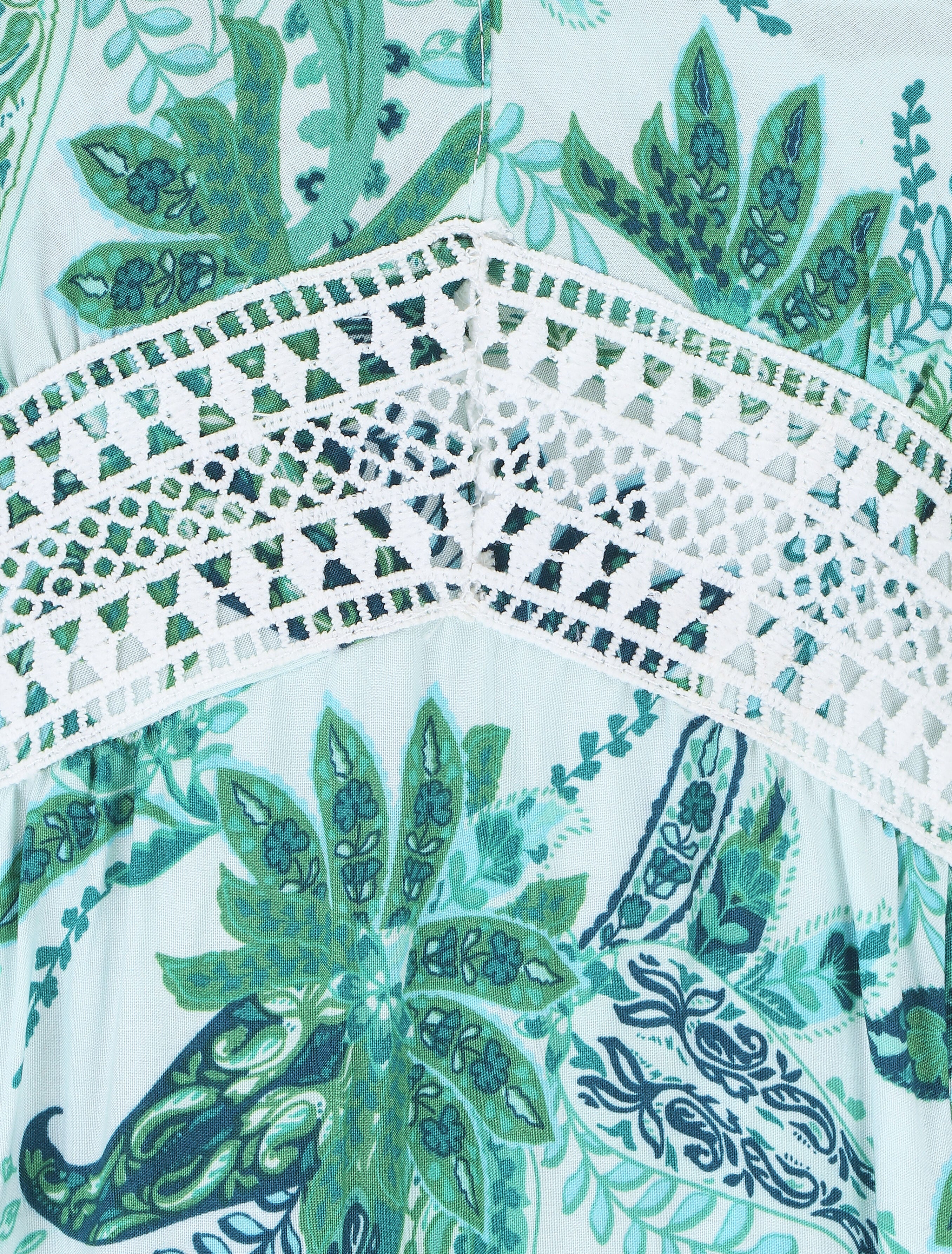 Robe imprimé foulard à base volantée - Vert - 3